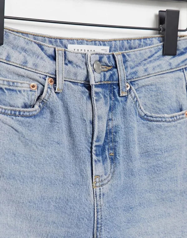 Topshop Straight Leg Jeans in bleach-Blues