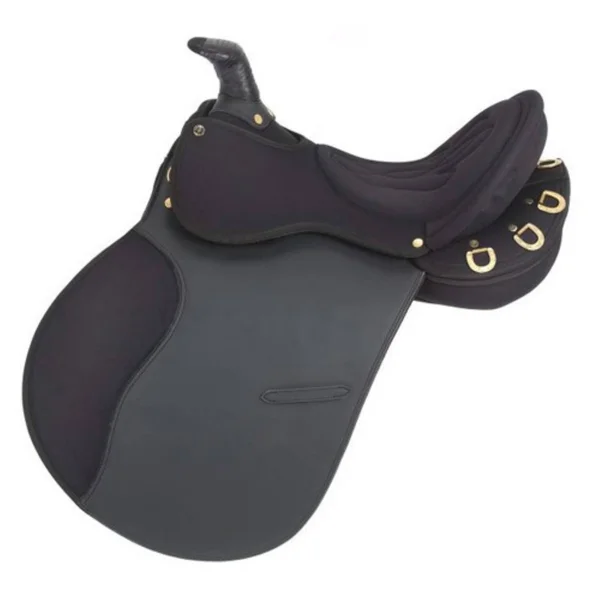 EquiRoyal Pro Am Trail Saddle with Horn - Black
