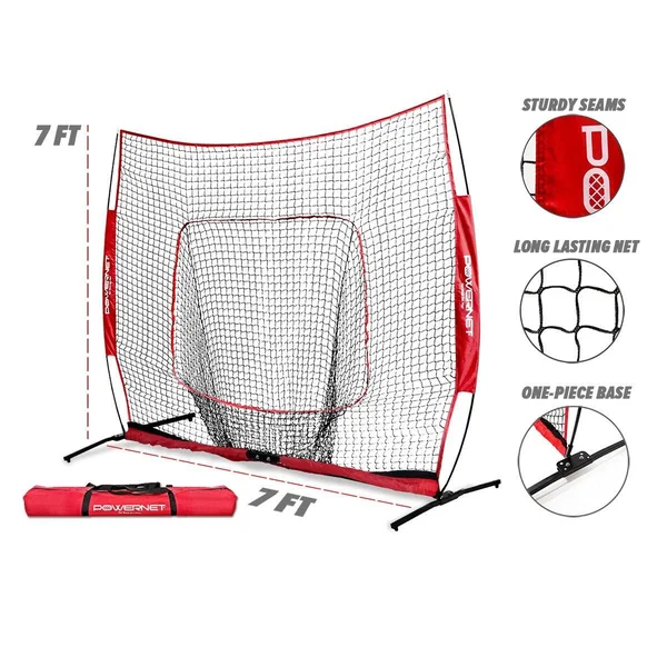 Powernet 7x7 Pro Baseball Softball Practice Hitting Net w/ One-Piece Frame (Pink)