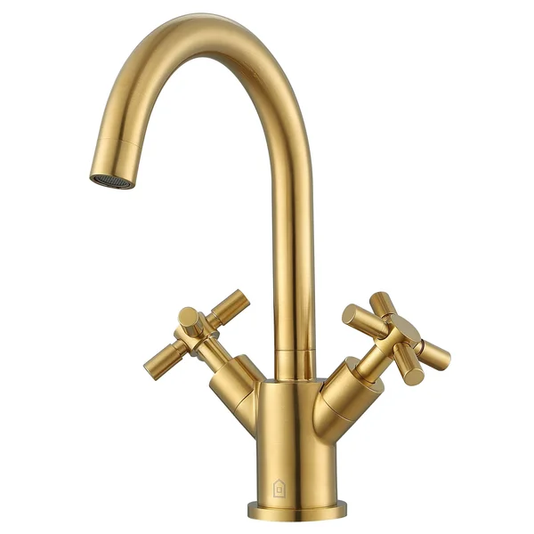 Ancona AN-4324 Prima Double Cross Handle Single Hole Bathroom Faucet Finish: Brushed Gold