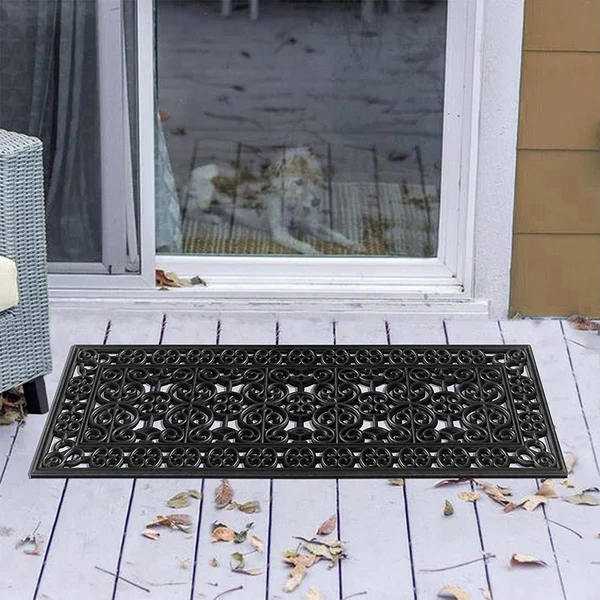 A1HC Scrollwork 18 in. x 48 in. 100% Rubber Beautifully Hand Finished Elegant Large Doormat for Indoor/Outdoor Use - Copper