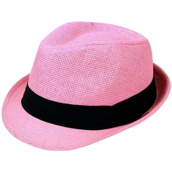 Simplicity Women Men Summer Double Colors Straw Fedora Hat w/ Rasta Band - Navy - SM