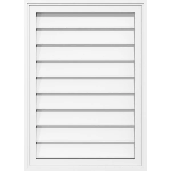Ekena Millwork GVPVE14X4002SN 14x22W x 40x22H Vertical Surface Mount PVC Gable Vent: Non-Functional - w/ 2x22W x 1-1/2x22H Brickm
