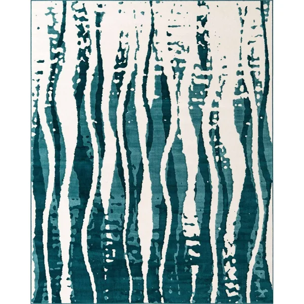 Vince Camuto Roma Modern Abstract Area Rug - Teal - 2& 0 x 8& 8 Runner