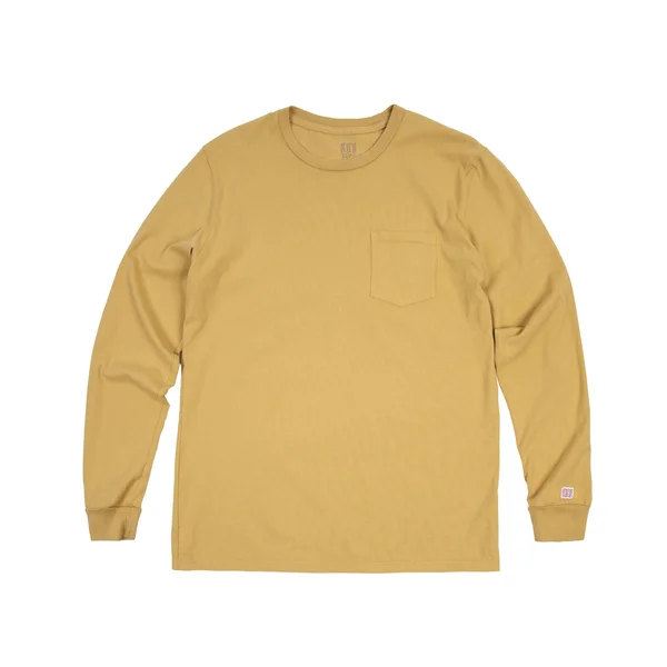 Topo Designs Men's Pocket Tee Shirt Long Sleeve in Natural Size XXL, Cotton