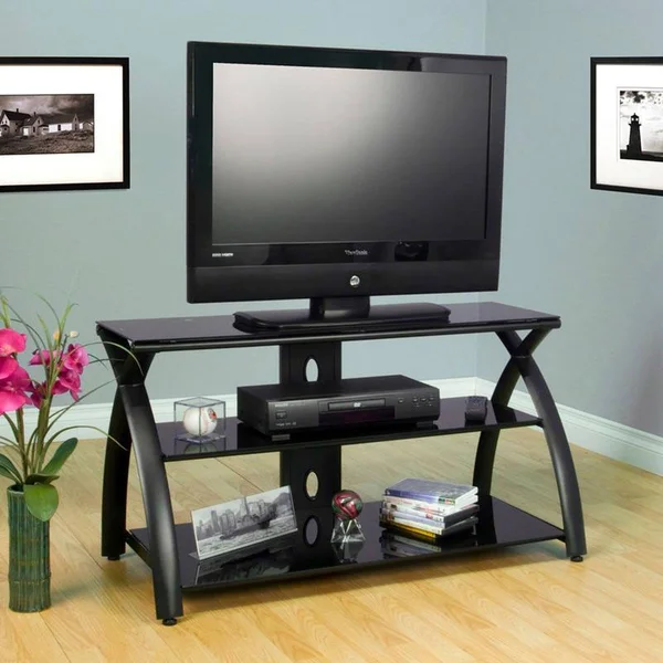 Studio Designs Futura TV Stand - Black, Black Glass