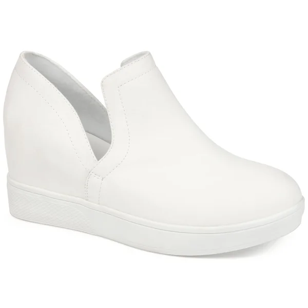 Journee Collection Women's Cardi Sneaker Wedge - White