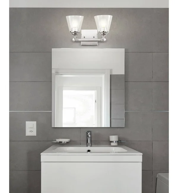 Jonathan Y Marion 12.75 in. 2-Light Hurricane Metal/Glass Chrome Vanity Light