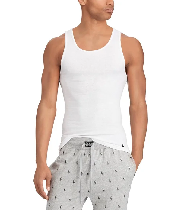 Polo Ralph Lauren Classic Slim Fit Cotton Tanks 3-Pack, M, White