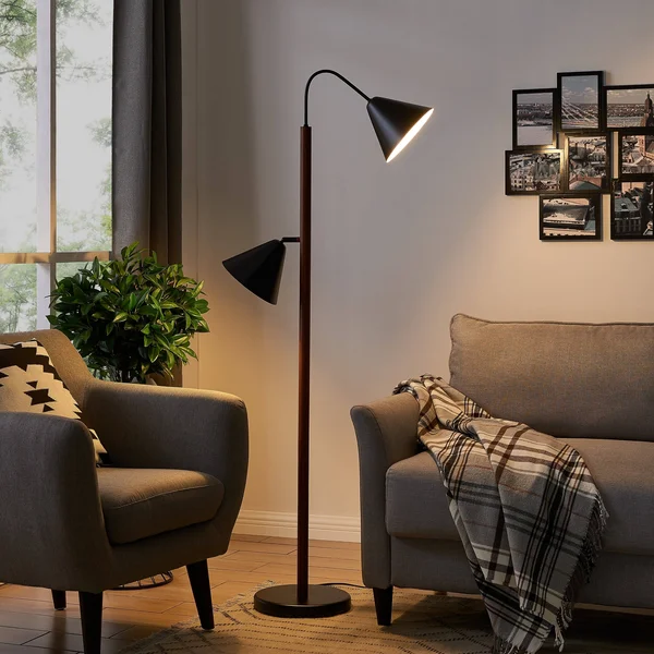 Strick & Bolton Madero Scandinavian Brown Black Metal Floor Lamp (Dark Tobacco, White) 28478053