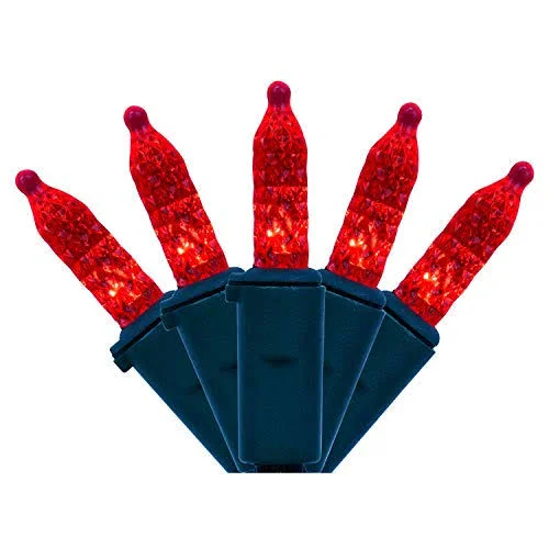 Yuletime UL Certified Red Faceted LED Christmas String Lights 66 Feet 200 LED Commercial Grade Holiday Lights Set Connectable Ho