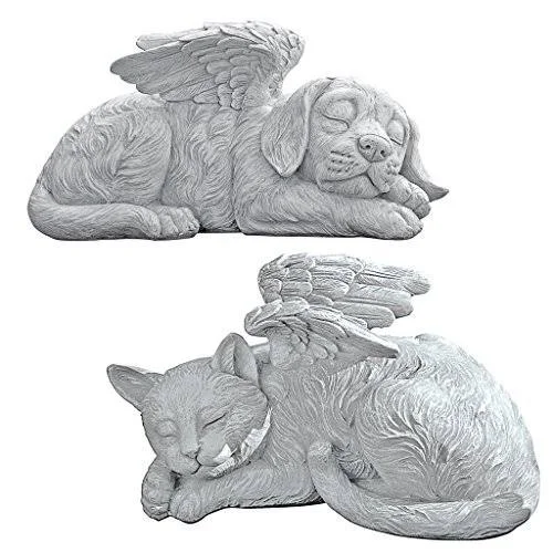 Design Toscano QL6080 Cat Angel Pet Memorial Grave Marker Tribute Statue, One size, Full Color