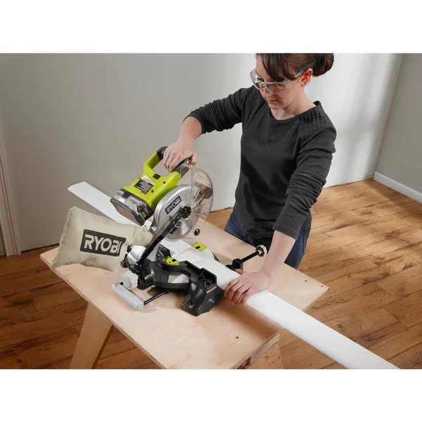 Ryobi 18-Volt One+ Cordless 7-1/4 in. Miter Saw (Tool Only) with Blade and Blade Wrench