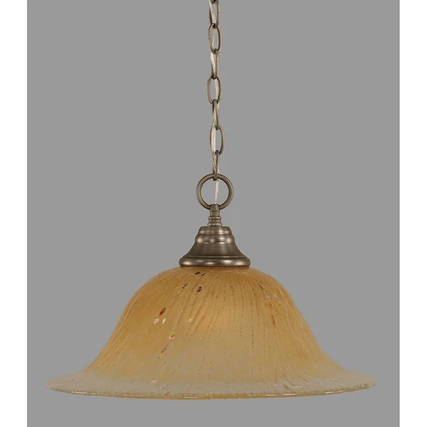 Toltec Lighting-10-BN-53813-Any - One Light Chain Pendant Brushed Nickel Finish with Amber Marble Glass