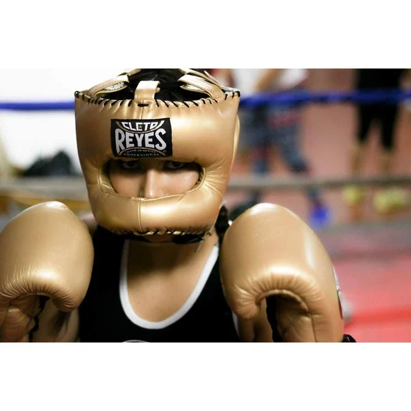 Cleto Reyes Traditional Leather Headgear with Nylon Face Bar - Yellow