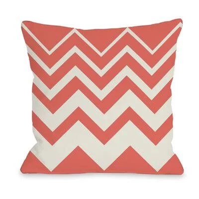 One Bella Casa Lisa Chevron Throw Pillow Color: Coral