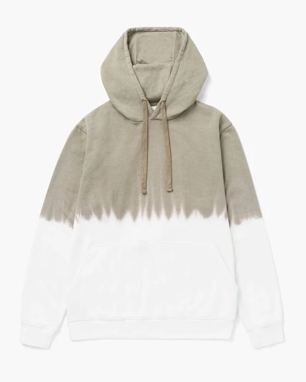 Richer Poorer Men's Recycled Fleece Hoodie, Size Medium, Warm Grey Dip Dye