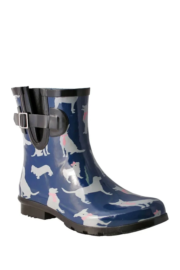 Nomad Women's Droplet Rain Boot, Size: 7, Navy/White Dogs
