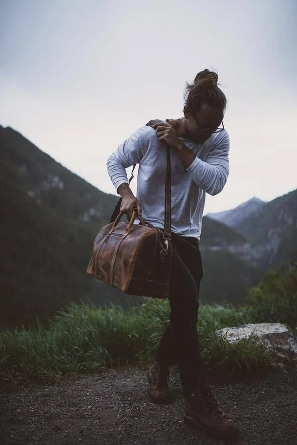 30L Weekender Duffel Dark Walnut - Kodiak Leather Co.