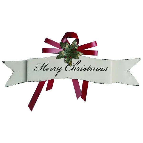 Contemporary Home Living 34x22 White and Red Rustic Finish Merry Christmas Banner Wall Decor
