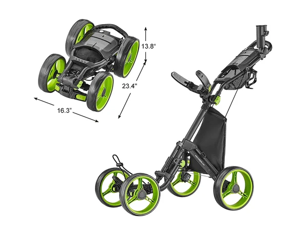 CaddyTek Explorer V8 Superlite 4 Wheel Golf Push Cart Lime