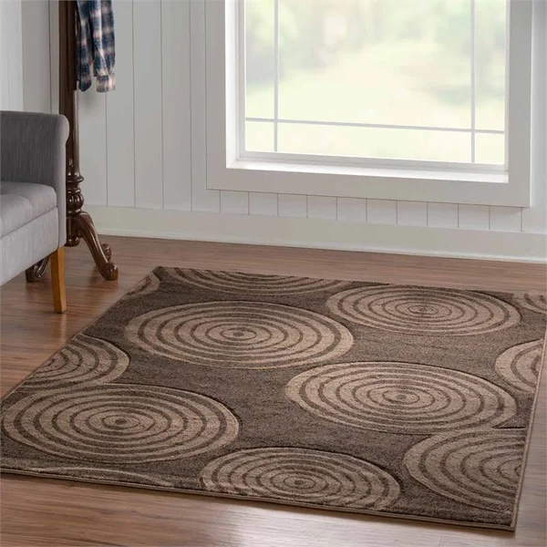 Linon Miso Felix Machine Made Polypropylene 5&x7&6x22 Rug in Brown