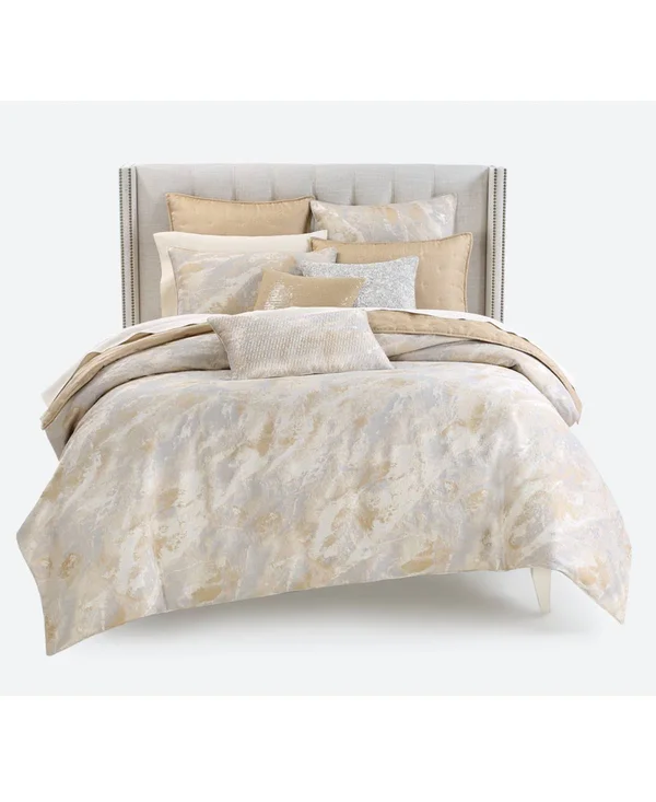 Hotel Collection Metallic Stone Full/Queen Duvet Cover Gold/Silver