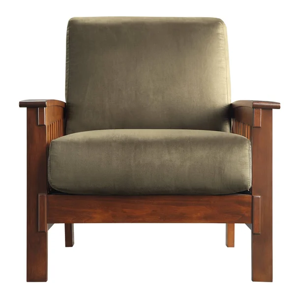 Home Interior Mission-Style Chair with Microfiber Covering - Oak/Olive