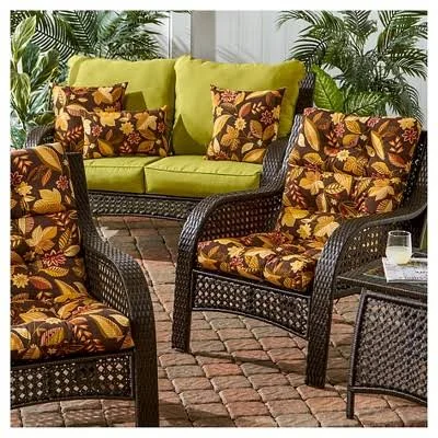 Greendale Home Fashions Outdoor High Back Chair Cushion (Set of 2) - Timberland Floral, 44 x 22 x 5 In