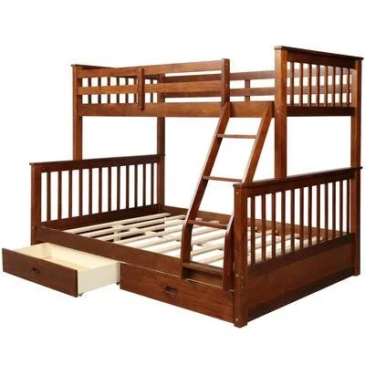 Soumare Twin Over Full 2 Drawer Solid Wood Standard Bunk Bed by Harriet Bee Harriet Bee Bed Frame Color: Walnut