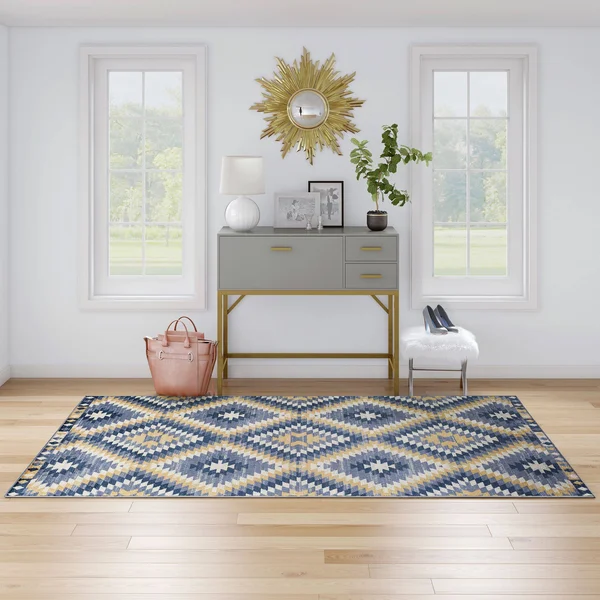CosmoLiving by Cosmopolitan Bodrum Kilim Denim 8 ft. x 10 ft. Area Rug, Blue