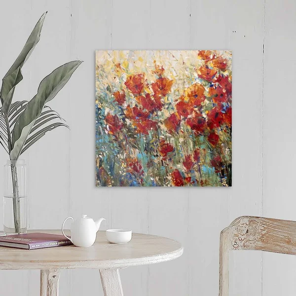 Red Poppy Field I, Large Solid-Faced Canvas Wall Art Print, Great Big Canvas