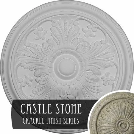 16 7/8 inchod x 5/8 inchp Vienna Ceiling Medallion (Fits Canopies Up to 3 1/4 inch) - Hand-Painted Castle Stone Crackle, Gray