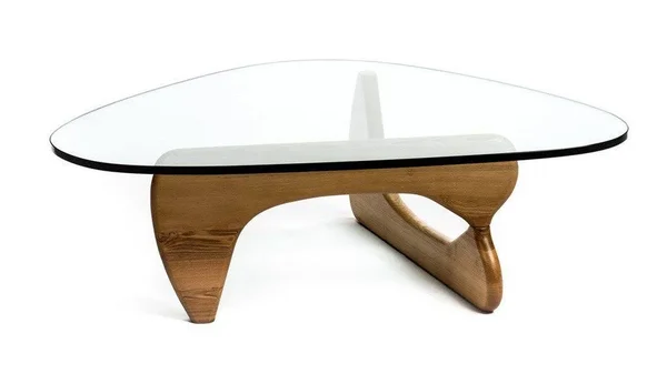 Triangle Coffee Glass Top Table, Walnut