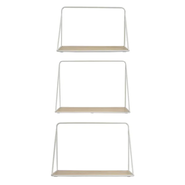 Plutus Brands PBTH93581 Metal/Wood Wall Storage in White Metal Set of
