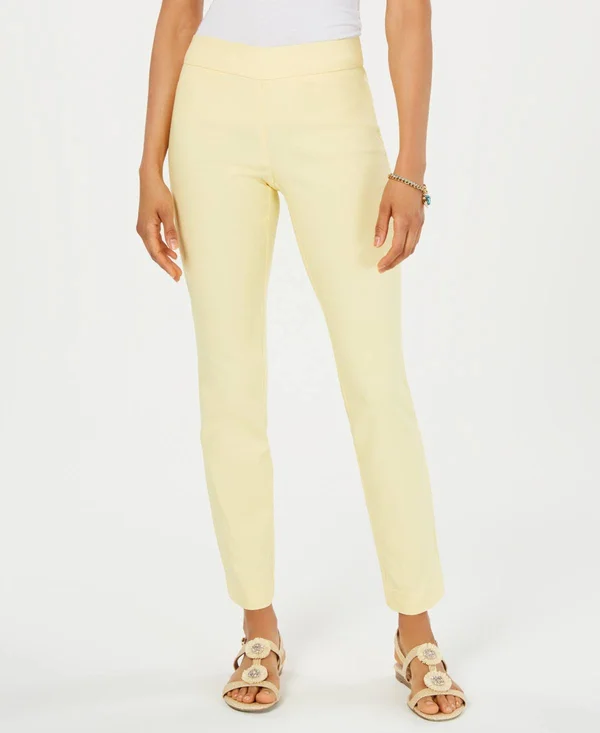 Charter Club Cambridge Skinny Pull-On Tummy-Control Pants, Regular and Short Lengths, Created for Macy's - Citron Aura