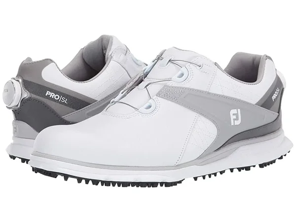 FootJoy Men's Pro/SL Boa Golf Shoes, White/Grey, 7 W US