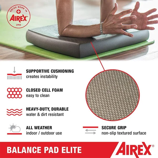 Airex Elite Gym Physical Therapy Workout Yoga Exercise Foam Balance Pad, Gray, Grey