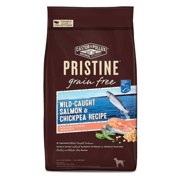 Castor & Pollux Pristine Grain-Free Wild-Caught Salmon & Chickpea Recipe Dry Dog Food, 18-lb
