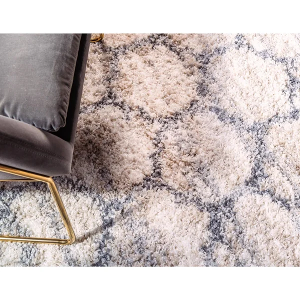 Unique Loom Trellis Hygge Shag Area Rug - 8& 0 x 8& 0 Square - Beige