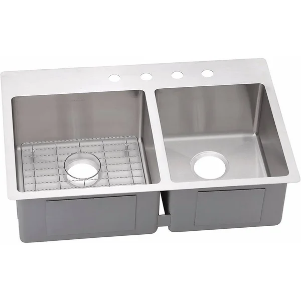 Elkay ECTSRO33229RBG5 Stainless Steel Double Bowl Kitchen Sink Kit