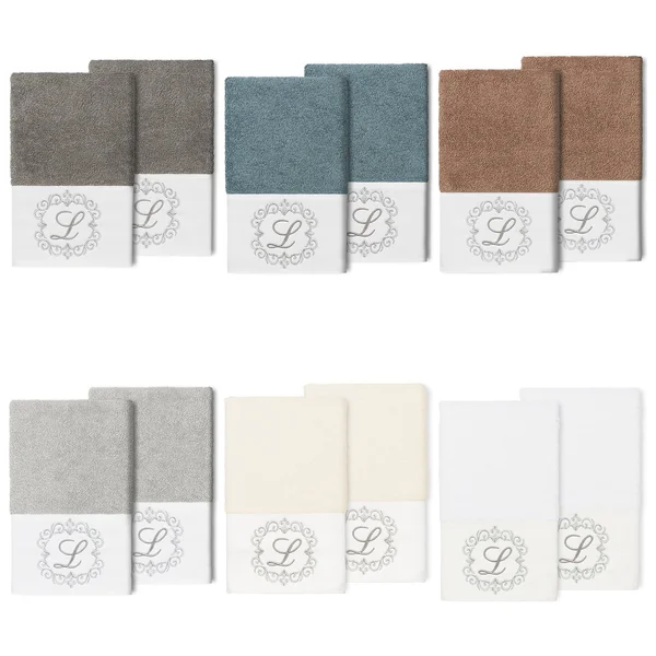 Linum Home Textiles 100% Turkish Cotton Monica 2pc Embellished Hand Towel Set - Size: 16 inch x 30 inch, Brown