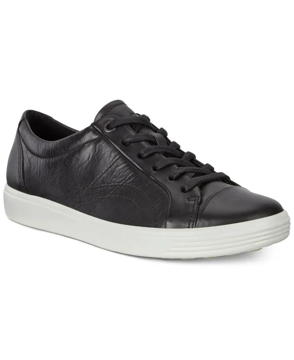 Ecco Women's Soft 7 Stitch Tie Sneaker - Black Leather