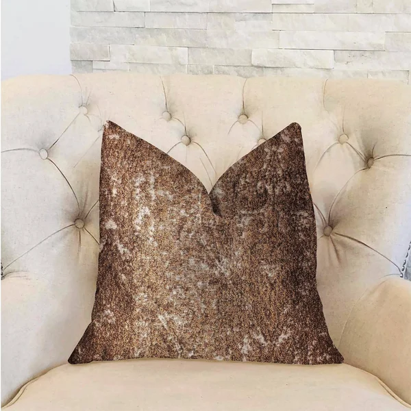 Plutus Chestnut Crush Brown Luxury Throw Pillow 20x22L x36x22W
