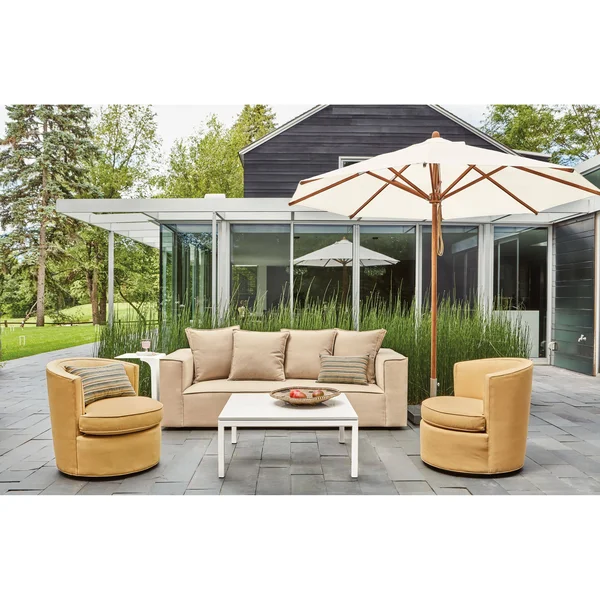 Room & Board - Modern Parsons Outdoor Coffee Table w/ 1x22 Leg 18d 18W 16h in Orange, Orange Recycled HDPE Top w/ Ocean Blu