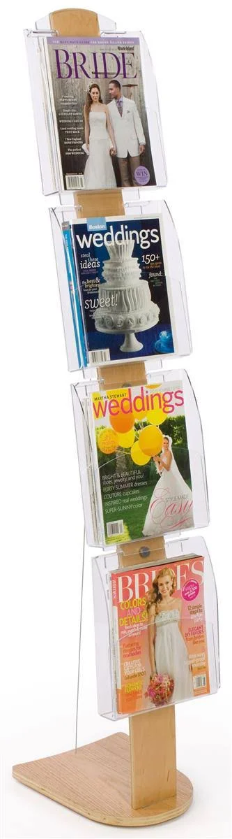 Literature Holders w/(4) Clear Pockets - Maple Base and Pocket Support 59 Tall (DS4LH)