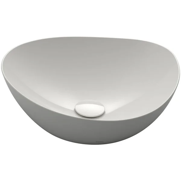 Toto Kiwami Asymmetrical Vessel Bathroom Sink with Cefitontect - Cotton White - Lt477g#01