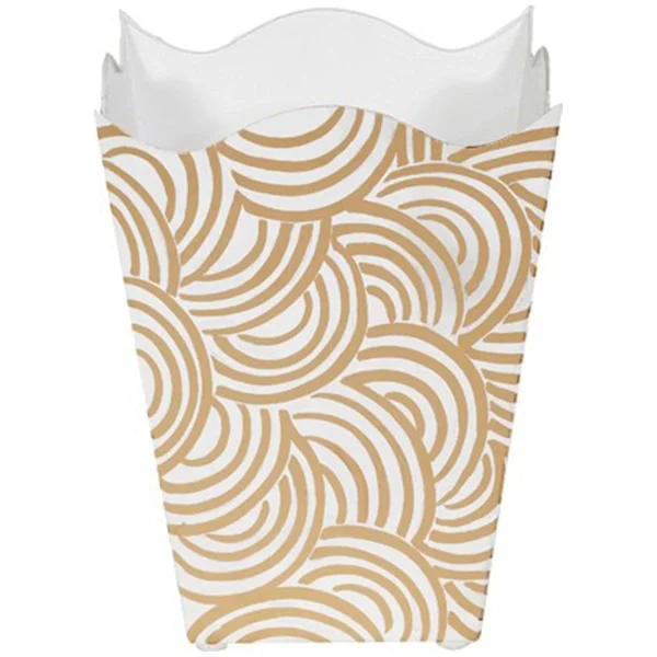 Worlds Away Square Wave Top Wastebasket, Black
