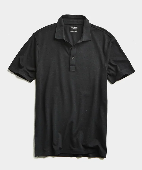 Todd Snyder Fine Pique Polo - Black - Polo Shirts