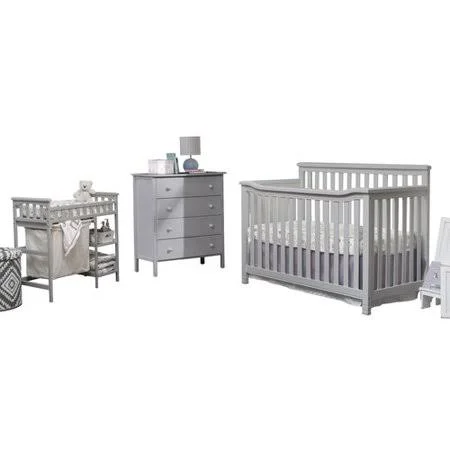 Sorelle Palisades 4-in-1 Convertible 3 Piece Crib Set - Gray